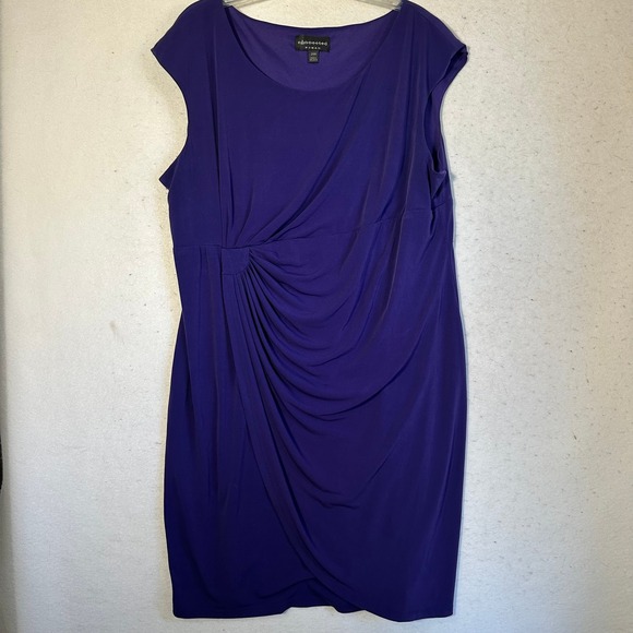 Connected Woman Dresses & Skirts - Connected Woman Purple Draped Sheath Dress Plus Size 24W Sleeveless Cocktail